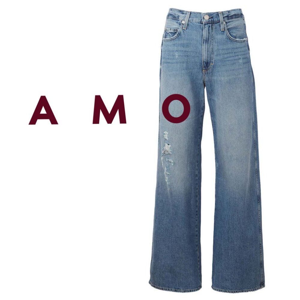 AMO Frida Wide Leg Jeans Back to Life Wash 27 EUC